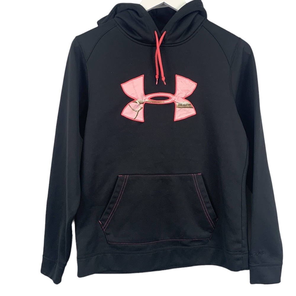 Under Armour Real Tree Camo Black Hoodie Sweatshirt Size Medium